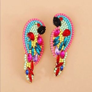 Rhinestone Parrot Design Stud Earrings